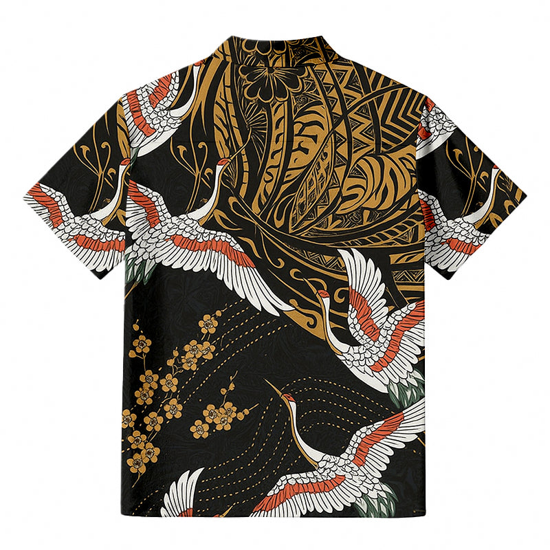 Hawaii and Japanese Together Button-up Shirt