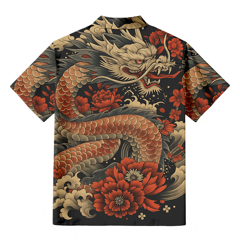 Vintage Japanese Art Dragon Button-up Shirt
