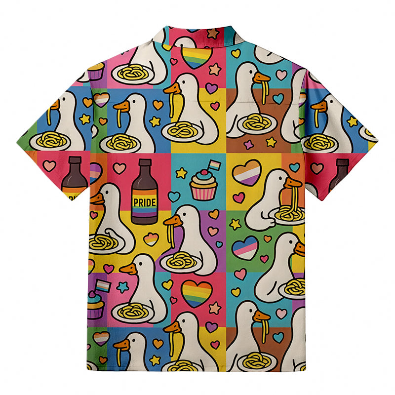 Personality fashionPride japanese Goose Eat Spaghetti Aloha Button-up Shirt