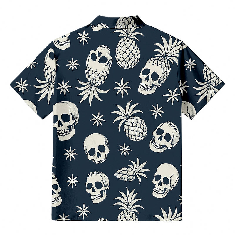 Personality fashionPineapple Skull Aloha Button-up Shirt
