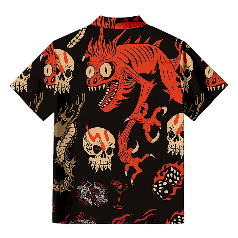 Personality fashionRetro Halloween Fusion Button-up Shirt