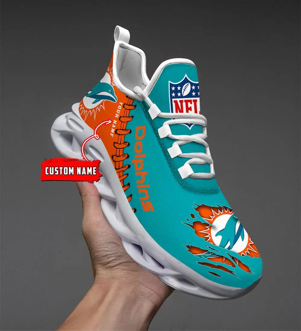 NFL – Custom name – Miami Dolphins Personalized Max Soul Shoes – DS001