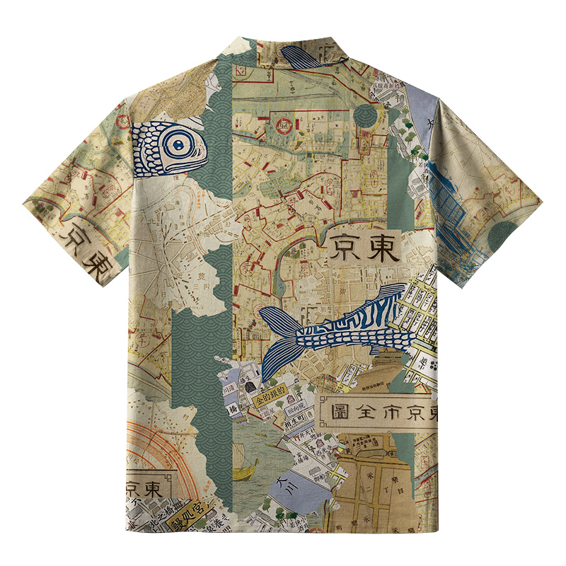 Old Tokyo Maps Aloha Hawaiian Shirt