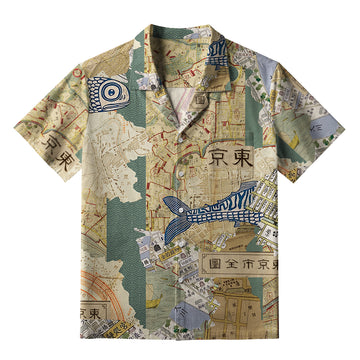 Personality fashion  Old Tokyo Maps Aloha Hawaiian Shirt