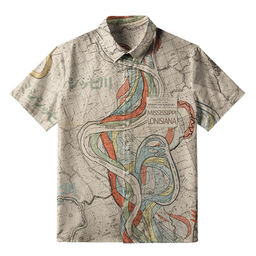 Personality fashion  Mississippi River Map Button-up Shirt