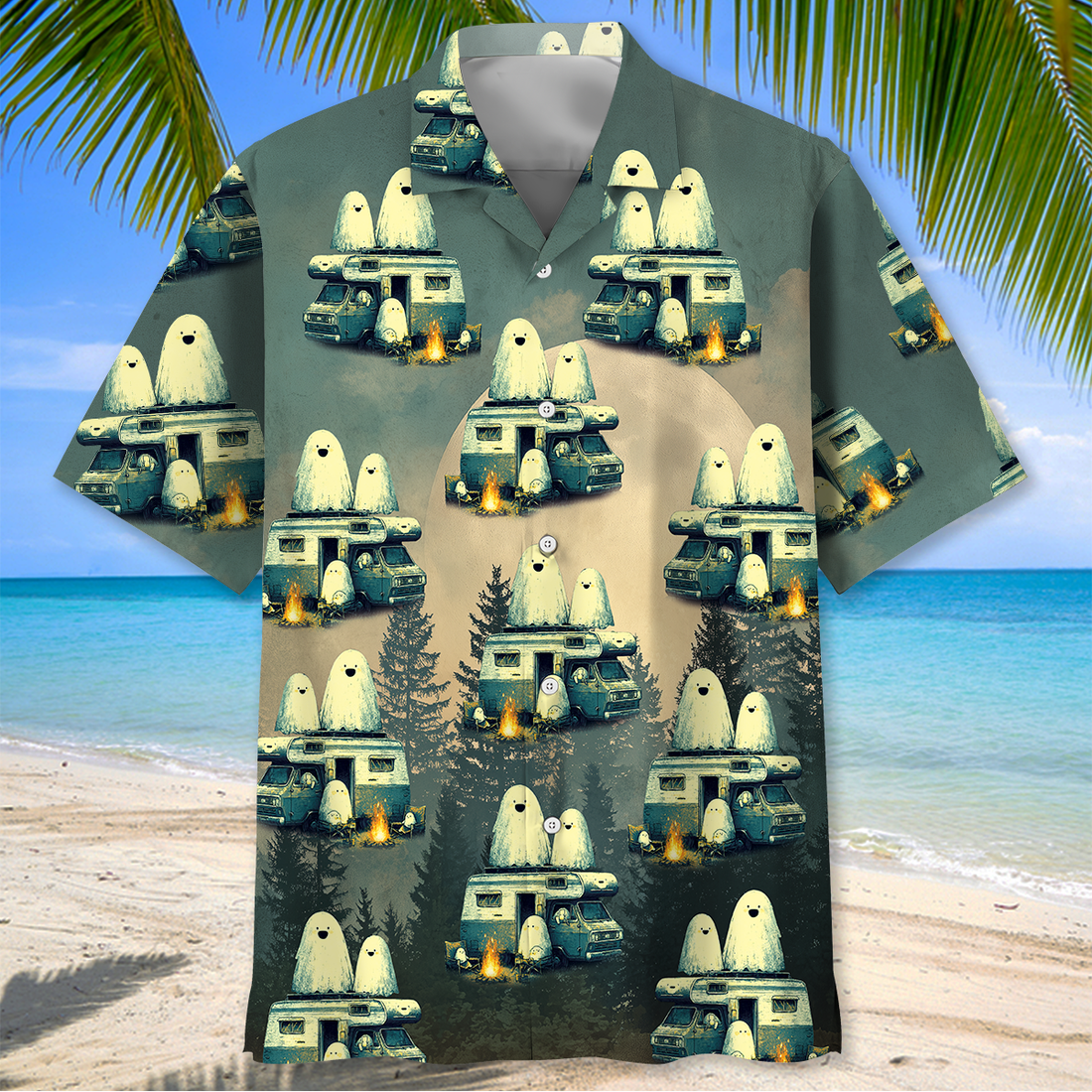 Ghostly Campfire Adventure Hawaiian Shirt