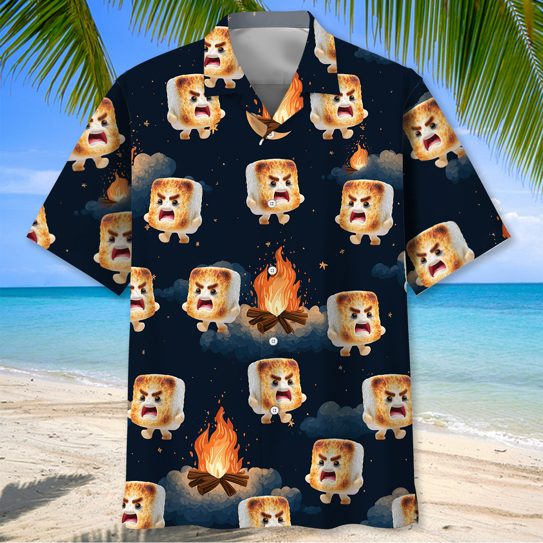 Toasted Marshmallow Crying Cartoon Hawaiian Shirt