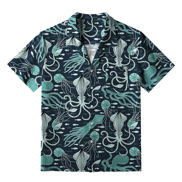 Personality fashion  Deep Sea Squid Aloha Hawaiian Shirt