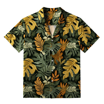 Personality fashion  Tropical Leaf Frenzy Aloha Hawaiian Shirt