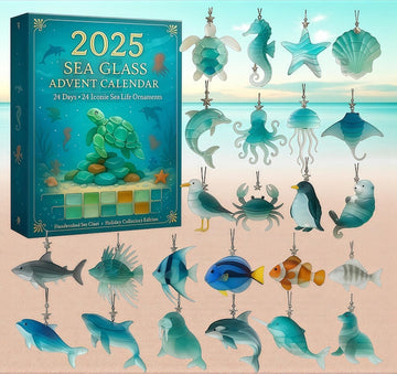 2026 Sea Life Advent Calendar Faux Sea Glass Acrylic Ornaments