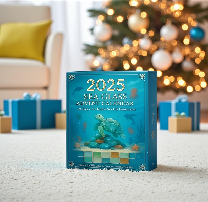 2026 Sea Life Advent Calendar Faux Sea Glass Acrylic Ornaments