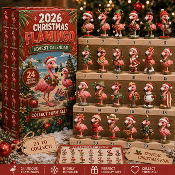 2026 Christmas Flamingo Advent Calendar 2026 - 24-Day Countdown, Acrylic Charms