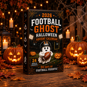 2026 Halloween Football Ghost Advent Calendar 24 Day Spooky Sports Countdown With Acrylic Ghost Charms Fun Football Themed Collector Gift For Kids Fans