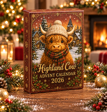 2026 Highland Cow Advent Calendar 24 Christmas Acrylic Charms Farmhouse Holiday Decor