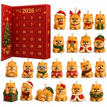 2026 Pomeranian Christmas Ornament Advent Calendar 2026 - 24-Day Countdown, Acrylic Charms Every Day Bring New Suprises