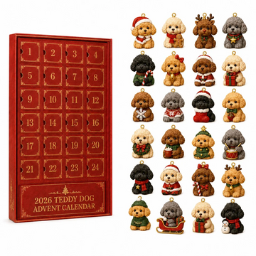 2026 Teddy Dog Christmas Advent Calendar 2026 - 24-Day Countdown, Acrylic Charms Every Day Bring New Suprises