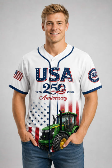 2026 USA 250 Anniversary Green Tractor Baseball Jersey