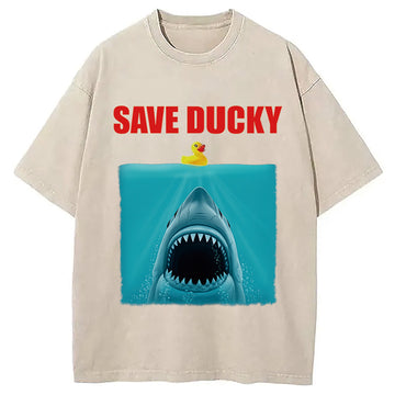Personality fashion Save Ducky Parody Meme Washed T-Shirt