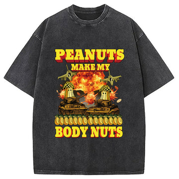 Personality fashion Funny Peanut Allergy Washed T-Shirt