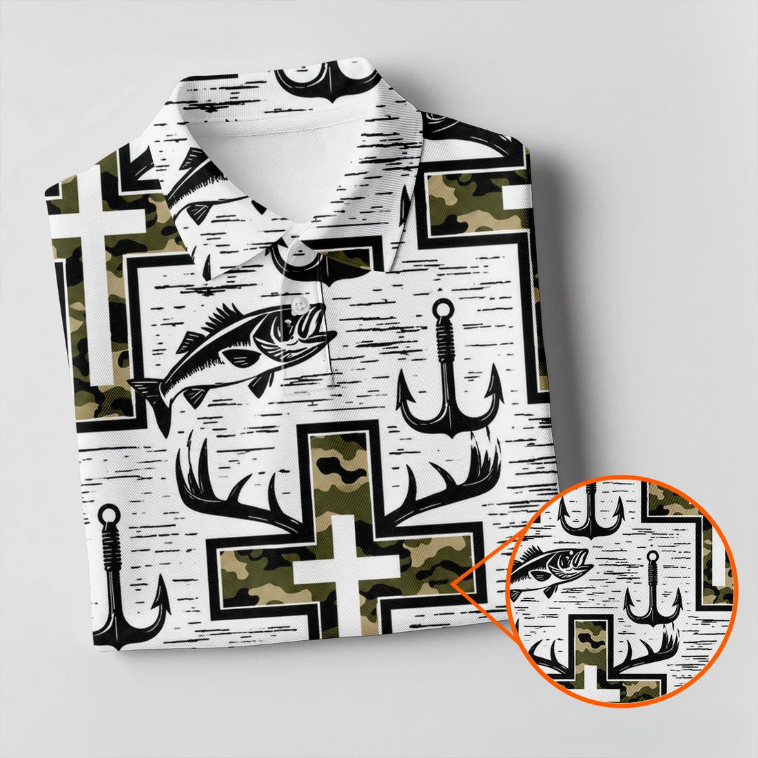 Hunting Fishing Christian Cross Polo Shirt For Men