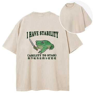 Personality fashion Mentally Stable Assassin Frog Back Washed T-Shirt