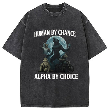 Personality fashion Human by Chance Washed T-Shirt
