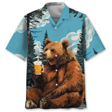 Bear At Campsite Hawaiian Shirt