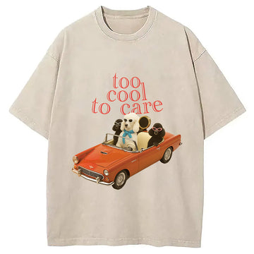 Personality fashion Too Cool To Care Washed T-Shirt
