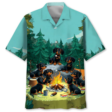 Funny Dachshund Go Camping Hawaiian Shirt
