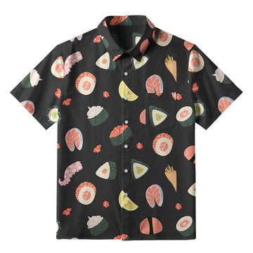 Personality fashion  Tasteful Sashimi And Sushi Button-up Shirt