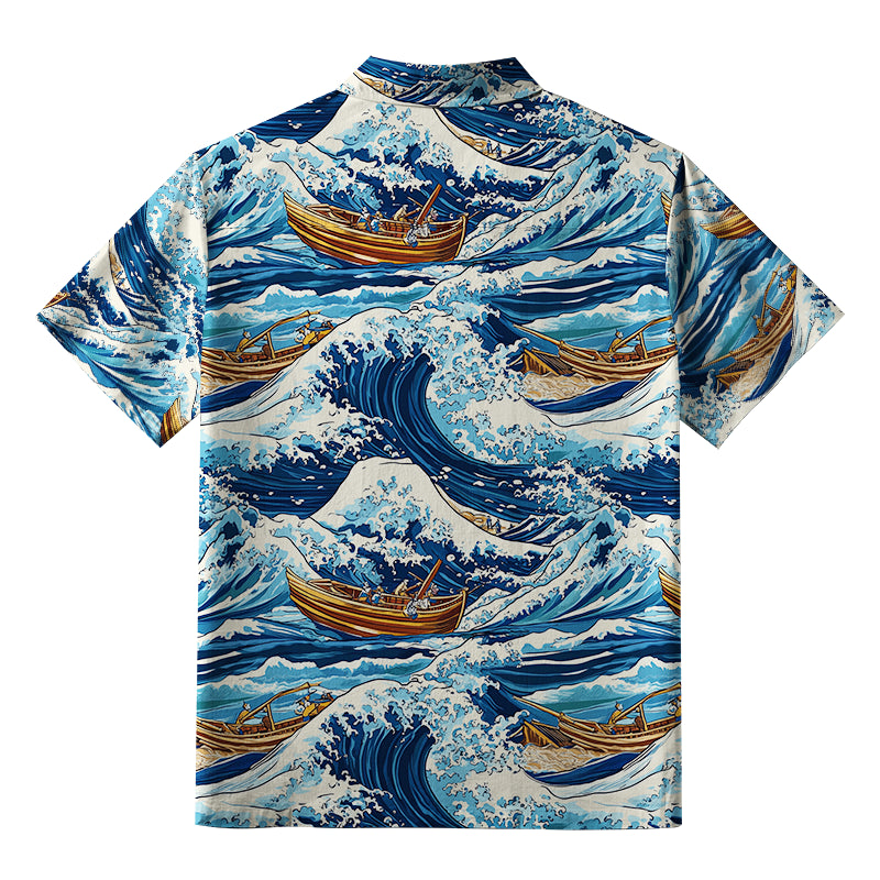 Nautical Adventure Wave Button-up Shirt