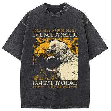 Personality fashion Evil By Choice Funny Japanese Pigeon Washed T-Shirt