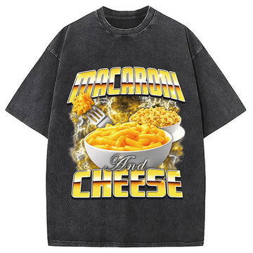 Personality fashion Macaroni and Cheese Meme Washed T-Shirt