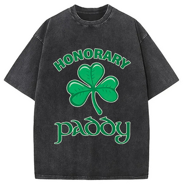 Personality fashion Honorary Paddy St Patricks Day Washed T-Shirt