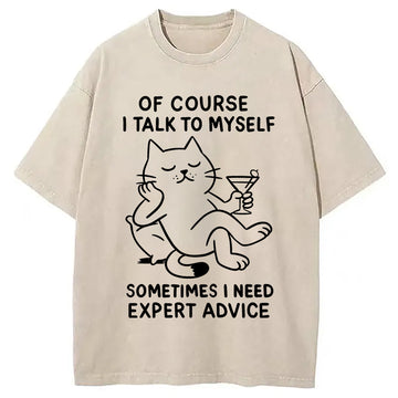Personality fashion Cat Talking To Itself Washed T-Shirt