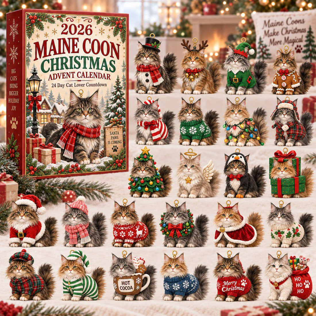 24 Days Pet Lover Advent Calendar 2026 Dog And Cat Christmas Charm Set Puppy Kitty Blind Box Countdown Pet Owner Gift