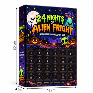 24 Nights Of Alien Fright Halloween Advent Calendar 2026 24 Cute Alien Charms Spooky Countdown Box For Kids Alien Lovers