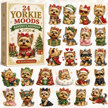 24 Yorkie Moods Advent Calendar 2026 - 24-Day Countdown, Acrylic Charms Every Day Bring New Suprises