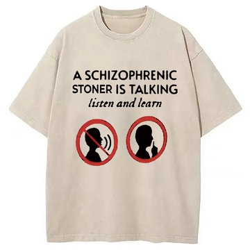 Personality fashion Listen and Learn Washed T-Shirt