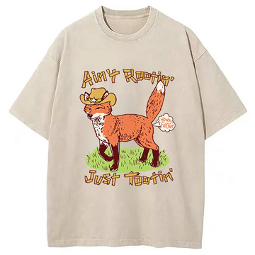Personality fashion Ain't Rootin' Just Tootin' Washed T-Shirt