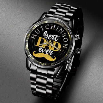HUTCHINSON - Black Fashion Watch Custom Your Name, Best Family Gifts