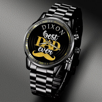 DIXON - Black Fashion Watch Custom Your Name, Best Family Gifts