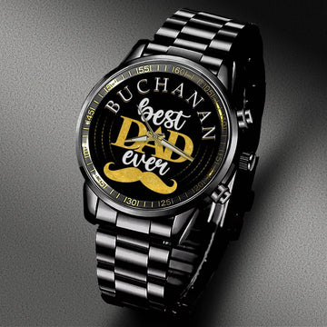 BUCHANAN - Black Fashion Watch Custom Your Name, Best Family Gifts