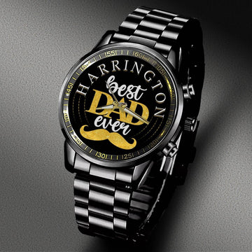 HARRINGTON - Black Fashion Watch Custom Your Name, Best Family Gifts