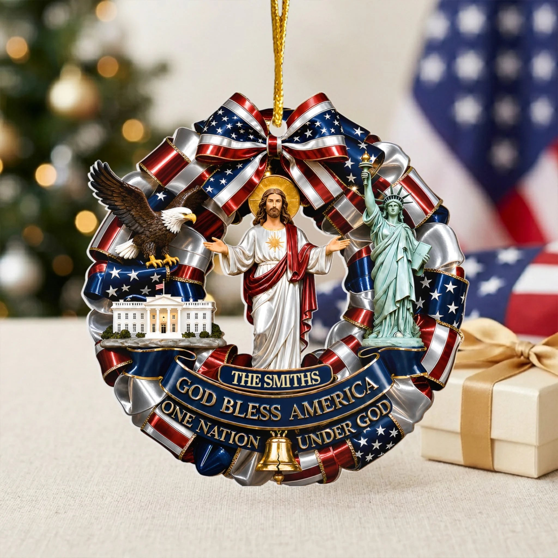 250 America God Bless America One Nation Under God Personalized Acrylic Ornament Proud Patriotic 250 Years Usa Anniversary Ornament