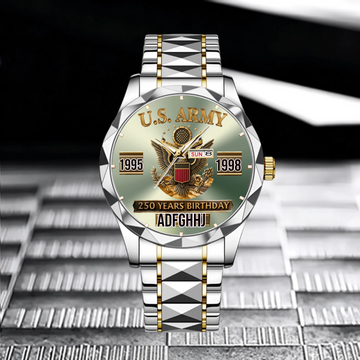 250th Anniversary Customized Veteran Watch - Personalized Name & Year And Military Branch - Gift For Veterans