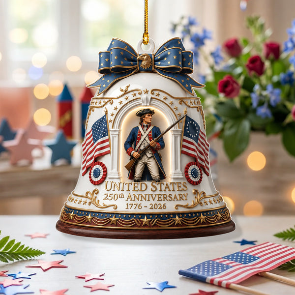 250Th Anniversary Of America Bell Ornament 250 Years Of Freedom United States Ornament Patriotic Independence Day Gift
