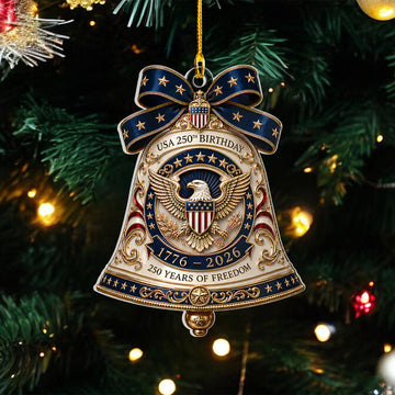 250 Years Of Freedom Acrylic Ornament Usa 250Th Birthday Bell Ornament Patriotic Christmas Decoration 1776 2026 American Anniversary Keepsake