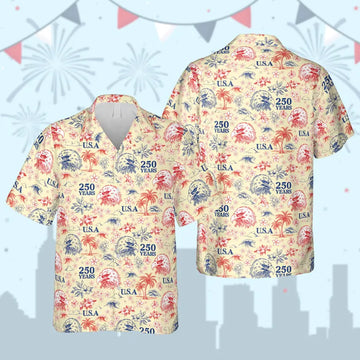 250 Years USA Hawaiian Shirt, Patriotic Eagle Aloha Button Up Shirt, 4th of July Shirt, American Flag Independence Day Outfit