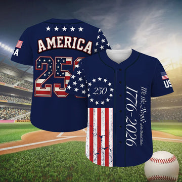 America 250 Baseball Jersey, USA Patriotic Button Up Shirt, Red White Blue Baseball Uniform, Independence Day Gift, USA Fan Jersey-3